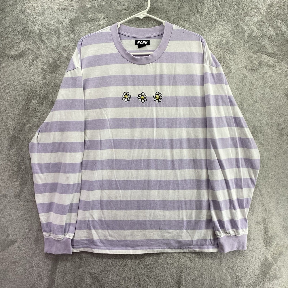 Rhoback Purple Striped Long Sleeve Polo Men's M Golf Performance